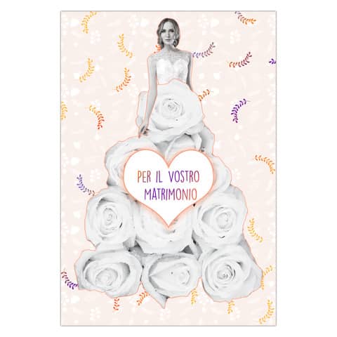 Biglietti augurali Matrimonio Biembi 12x18 cm fustellati oro - conf. 6 pz assortiti con portasoldi - BXBDKTC05